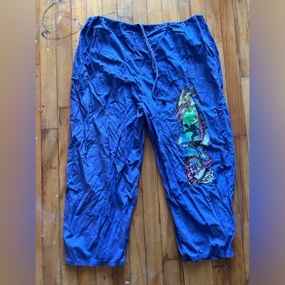 Vintage sun‎ sations 80s 90s MC hammer drawstring Blue Graphic pants oversized
